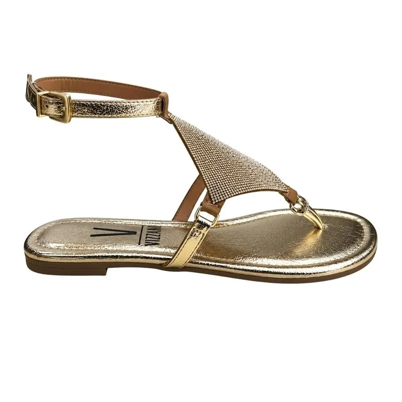 Sandália Rasteira Feminina Vizzano 6371.1172 Gaspea com Strass 35 / Dourado