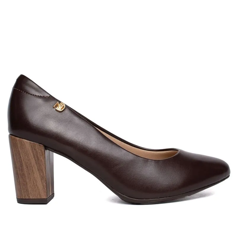 Sapato Feminino Modare Conforto Salto Bloco Marrom Escuro - 36
