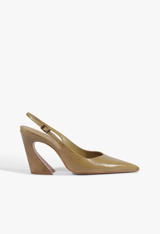 Lexi Sling Block Leather Pump 10 / Olive Green / Leather