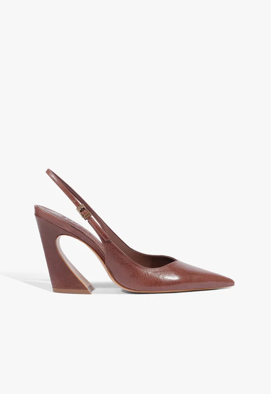 Lexi Sling Block Leather Pump 10.5 / Brown / Leather