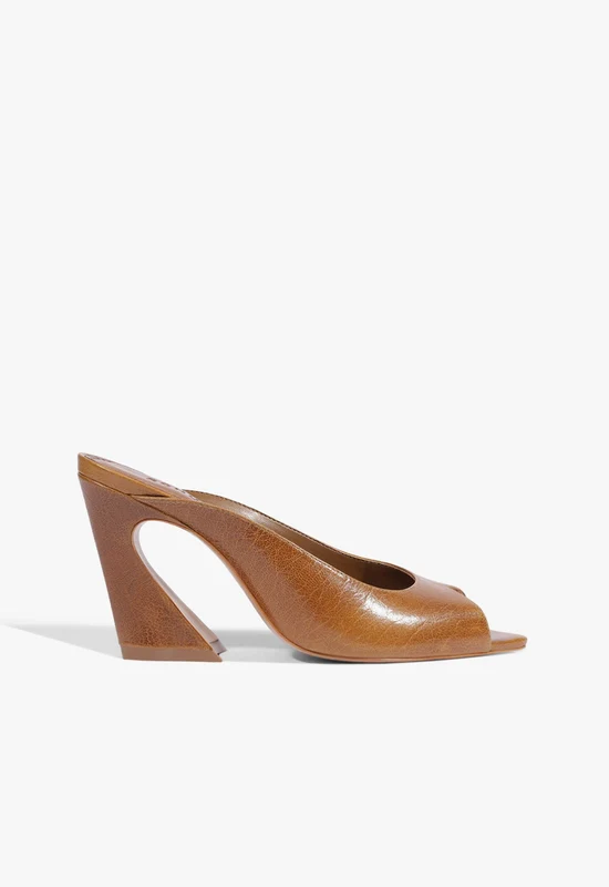 Lexi Block Mule Leather Sandal 11 / Brown / Leather