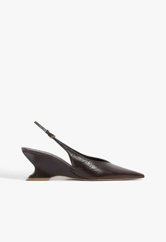 Siena Mid Buckle Leather Pump 11 / Dark Brown / Leather