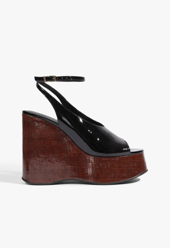 Delilah Patent Leather Sandal 6 / Black / Patent Leather