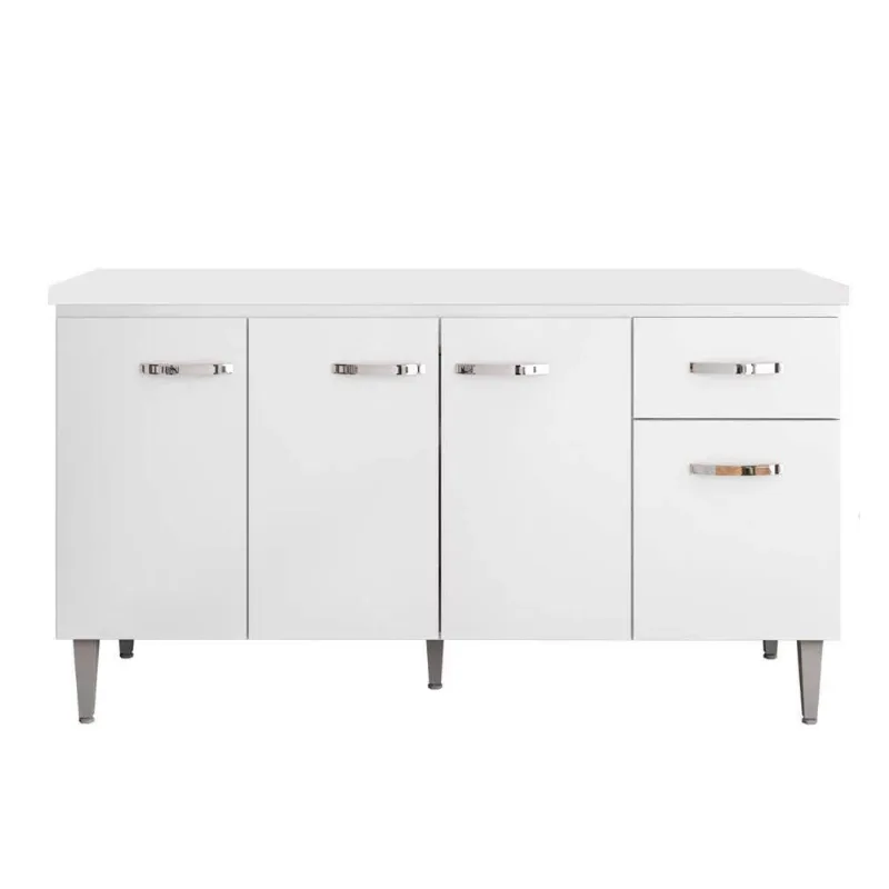 Balcão Cozinha Gabriela 3 Porta 150cm S-t Ajl Branco