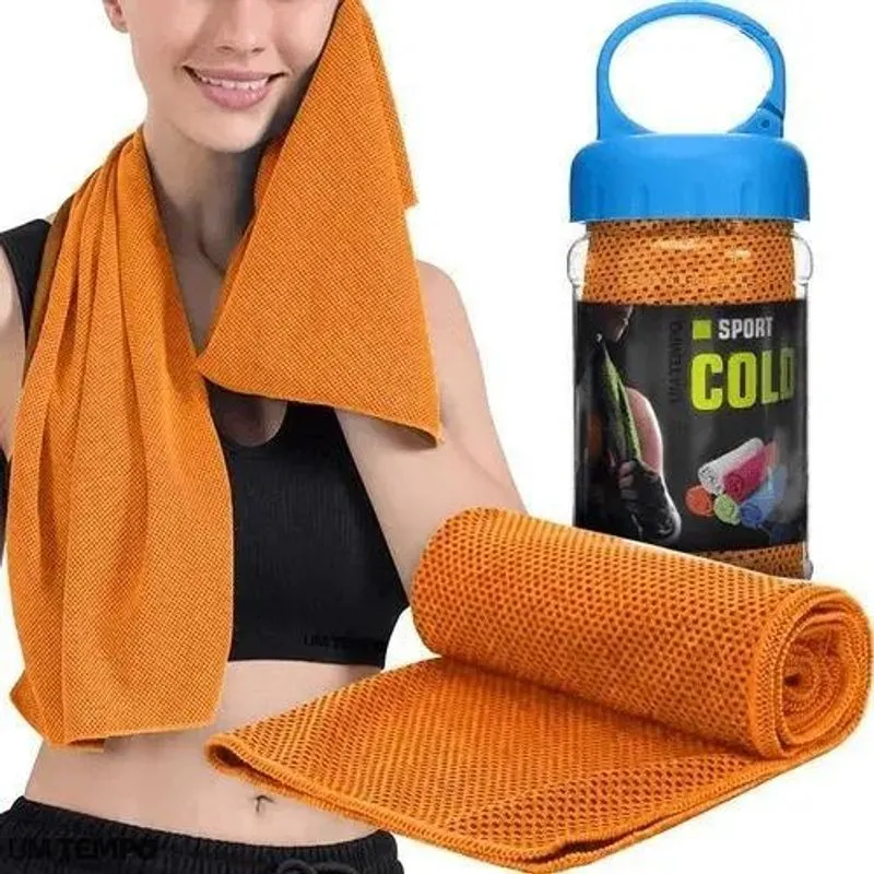 Toalha Rosto Refrescante Fitness Seca Rápido 100% Microfibra