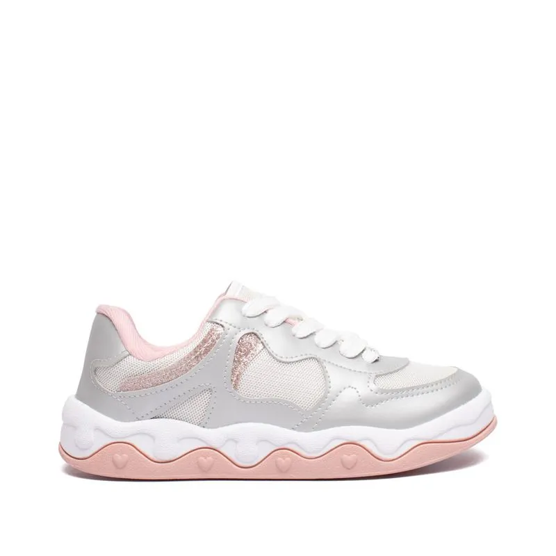 Tênis Infantil Molekinha Flatform Glitter Corações - 29