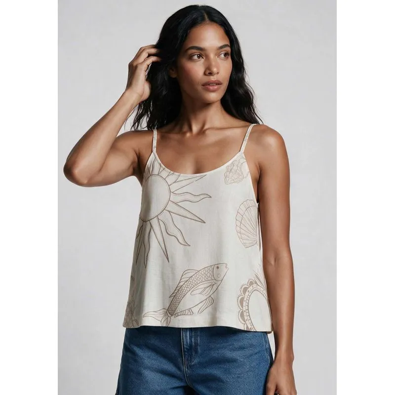 Regata Feminina Estampada Em Viscolinho - Natural XP