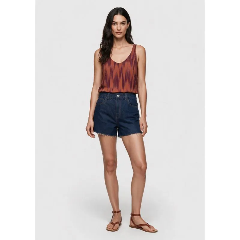 Shorts Jeans Feminino Barra A Fio - Azul escuro 036