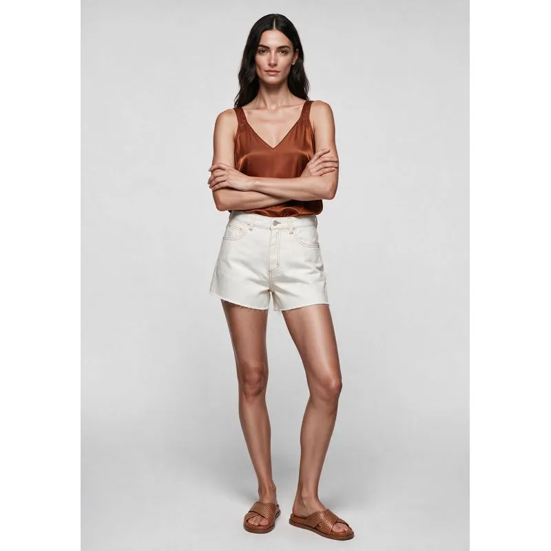 Shorts Jeans Feminino Barra A Fio - Off white 040