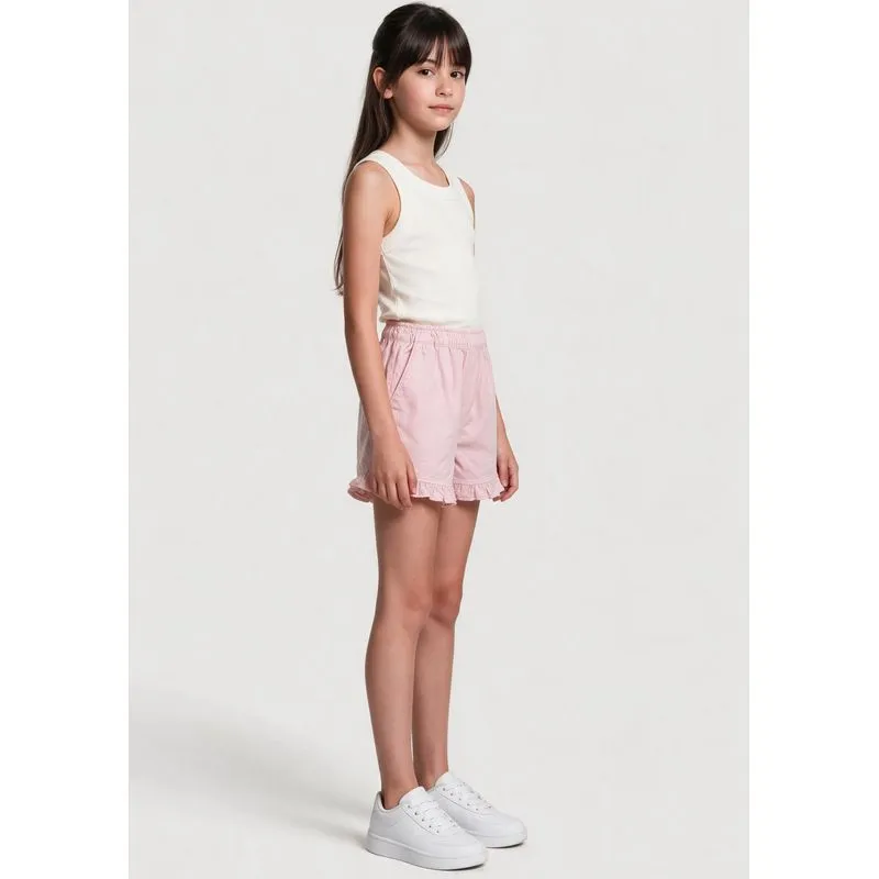Shorts Infantil Menina Clochard Em Sarja - Rosa 004