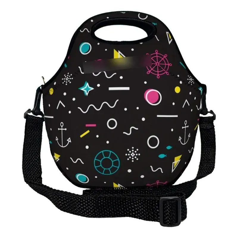 Lancheira Térmica Neoprene: Preserva Alimen - Abstrato Black