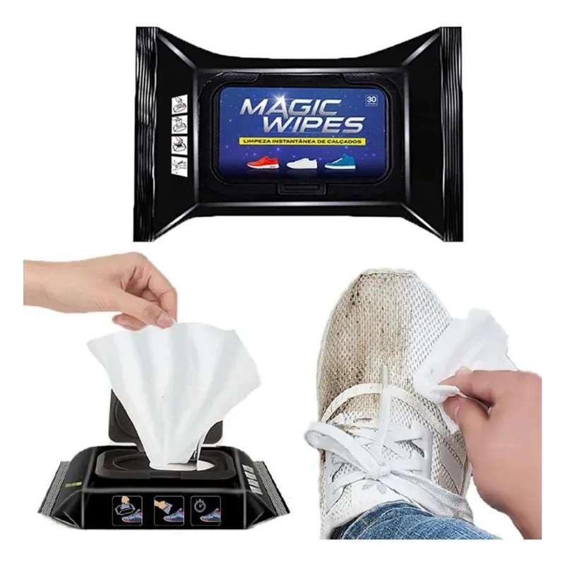 2x Limpa Tênis Sapato Bolsa Instantâneo Magic Wipes Prático