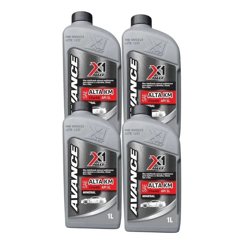 2x Óleo De Motor X1 Mineral Alta Quilometragem Sae 25w60 Api