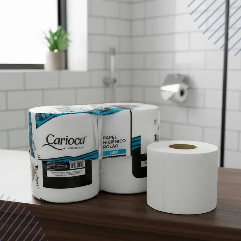 5x Papel Higiênico Rolão Branco Premium 8 Rolos Luxo Banhe