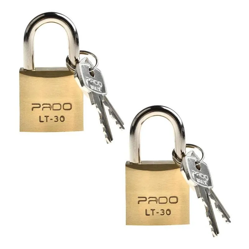 2 Cadeados Pado Lt 30mm 4 Chaves Não Enferruja Resistente