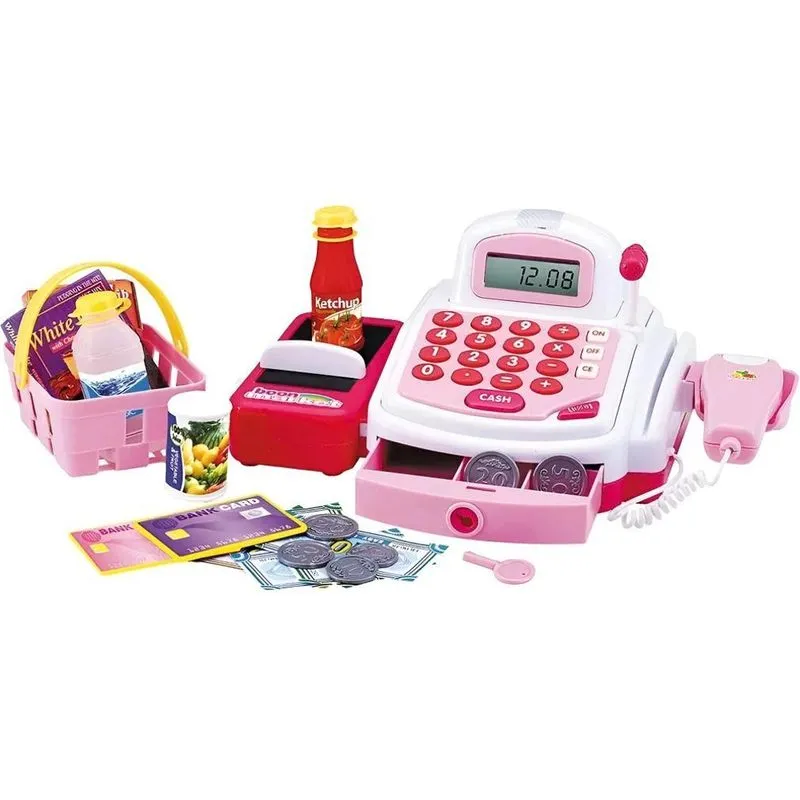 Caixa Registradora Rosa Mercadinho Brinquedo Infantil Com So
