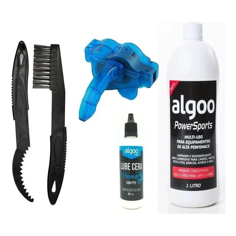 Kit Limpeza Bike Desengraxante 1l + Escovas + Óleo Algoo