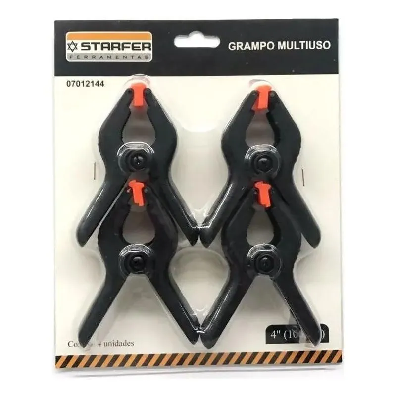 3x Kit De Grampos Multiuso 4'' Com 4 Peças Starfer