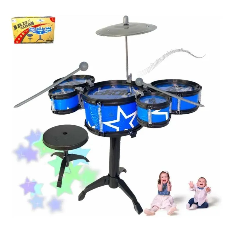 5x Mini Bateria Banquinho Instrumento Infantil Menino Ninho