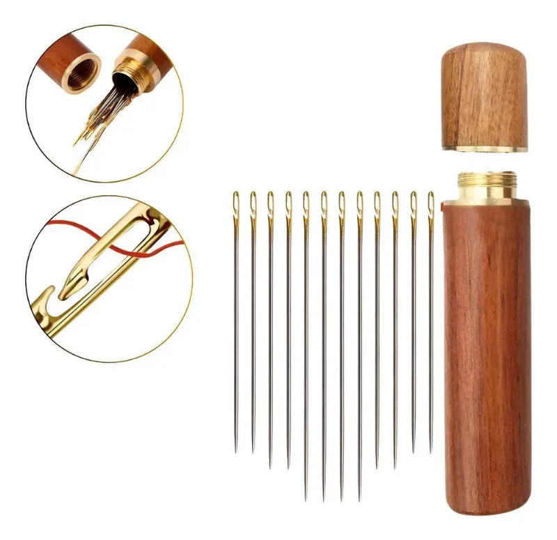 Agulhas De Costura Manual Passa Fácil: Kit 12 Unidad - Cinza
