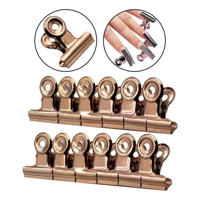 Kit 12 Presilhas Curvatura C Unhas De Gel Metal Rosé 29mm Mo