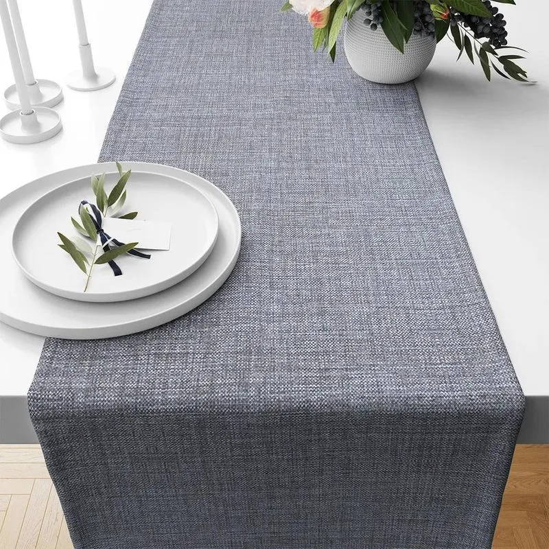 1 Caminho Trilho Mesa Impermeável Pvc Nápoli Cinza 42x140