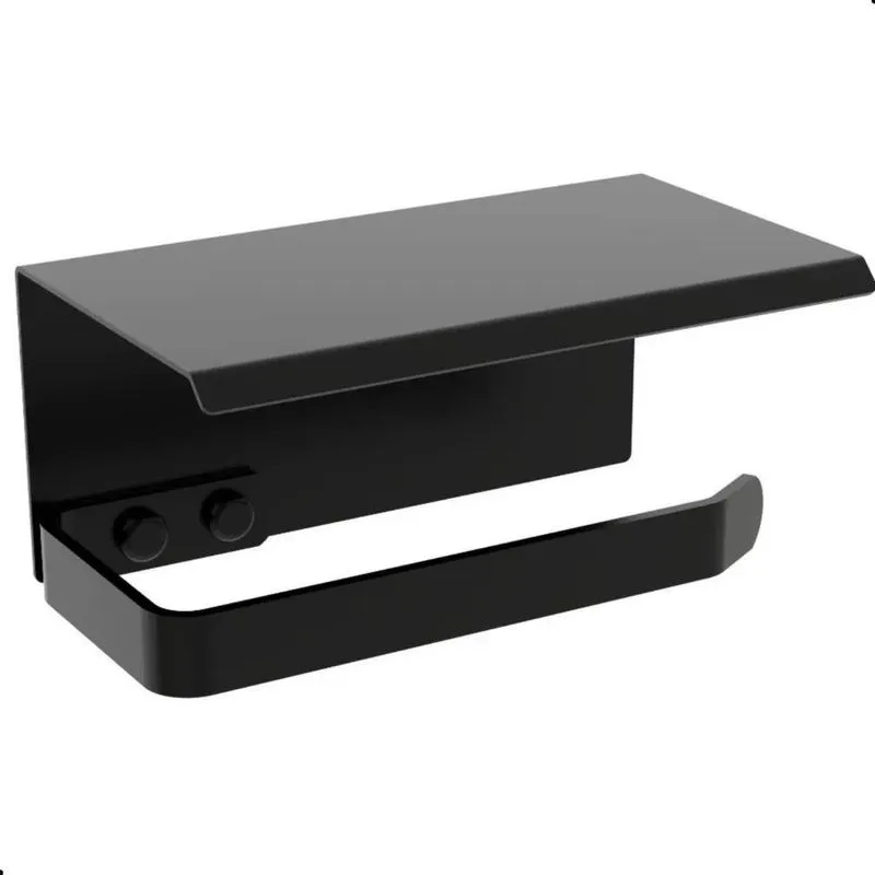 2x Porta Papel Higiênico Inox De Parede Banheiro Preto Max