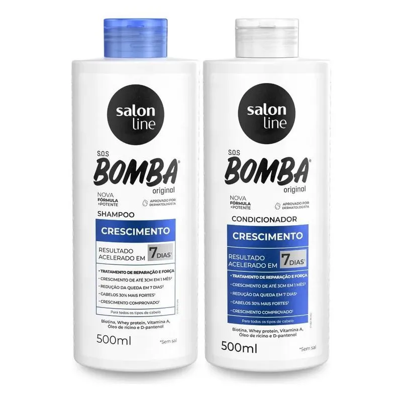 10x Kit Shampoo + Condicionador Sos Bomba Salon Line 500ml