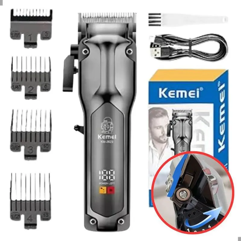 10x Maquina De Cortar Cabelo Profissional Display Led Sem F