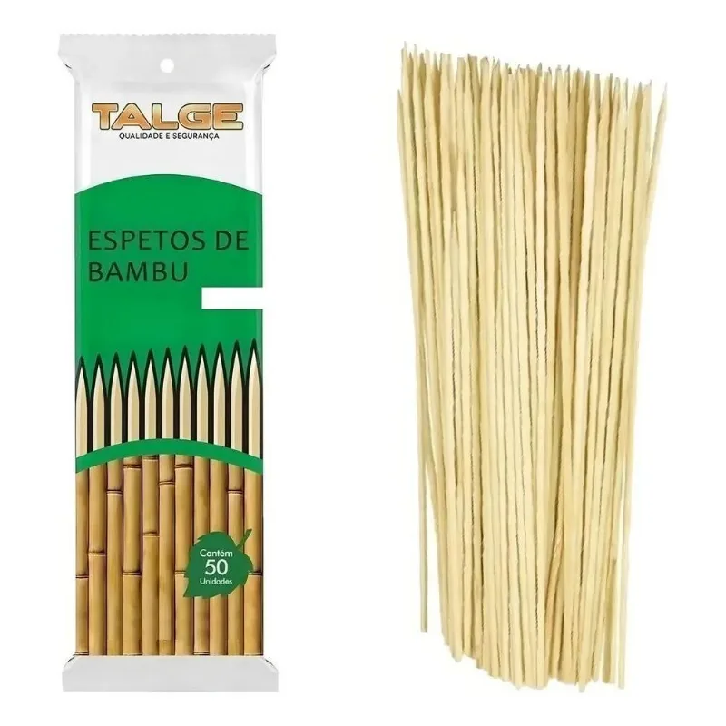 5x 50 Palito De Bambu Espeto Para Churrasco 18cm