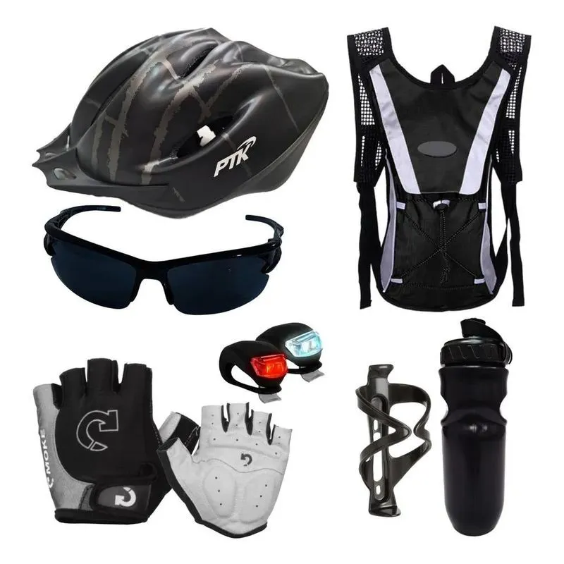 3x Capacete Ciclismo Bike Proteçao Kit Lanterna Led Biciclet