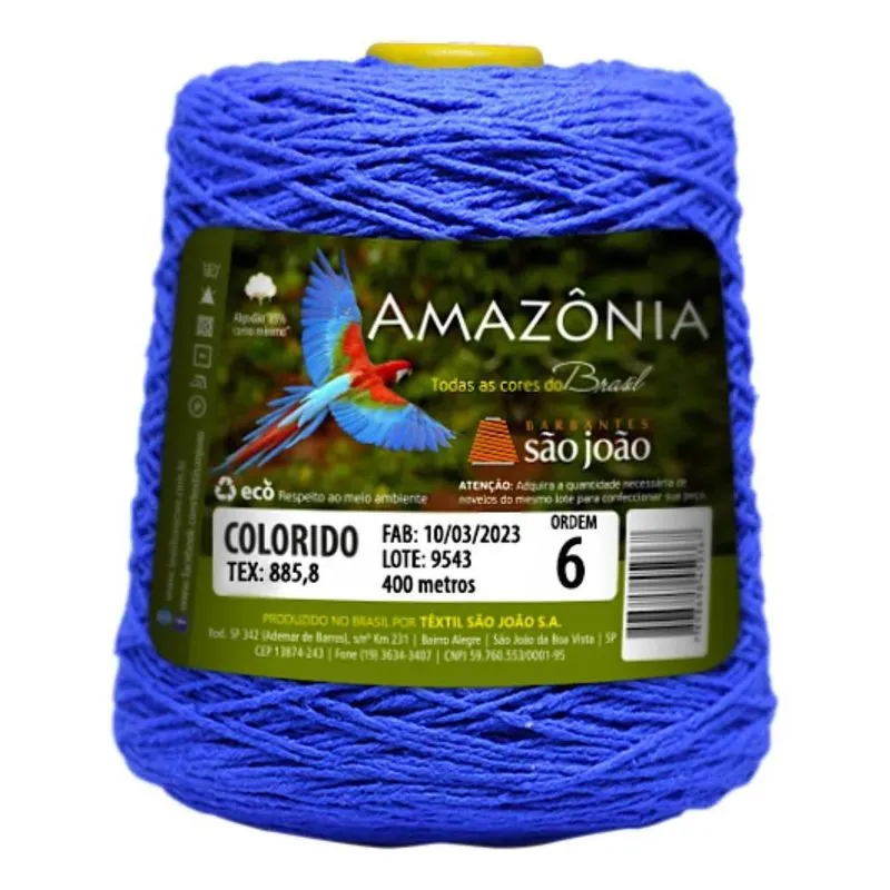 Barbante 6 Amazonia 400 Metros Fio Macio Lin Azul Royal