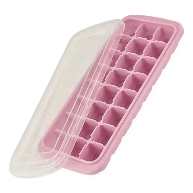 2x Forma De Gelo Silicone Com Tampa 24 Cubos Flexível Marca