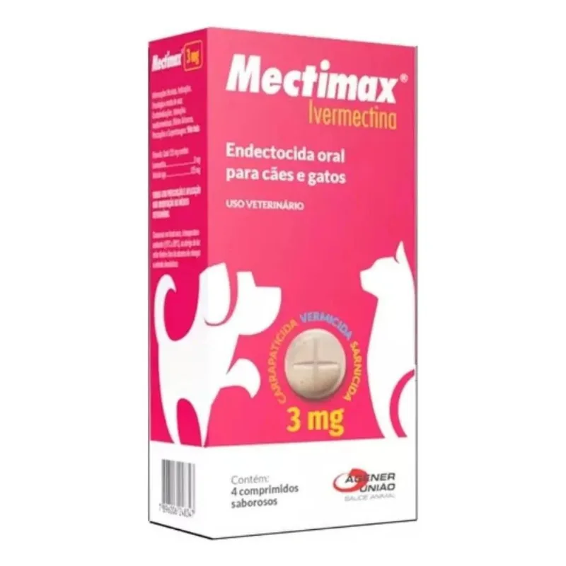 10x Mectimax Para Cães E Gatos 3 Mg 4 Comprimidos Agener Un