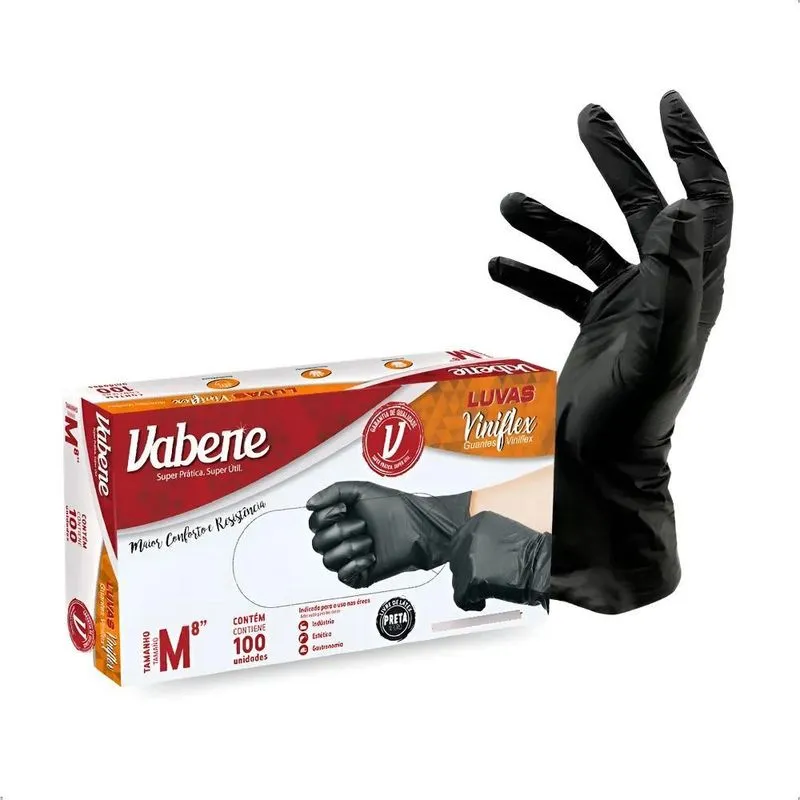 Luva Viniflex Preta 100un - Toque Seda: Proteção E Sensi - M