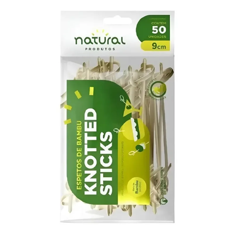 Espeto Bambu Knotted Sticks Petisco Nozinho 9cm 50 Unidades