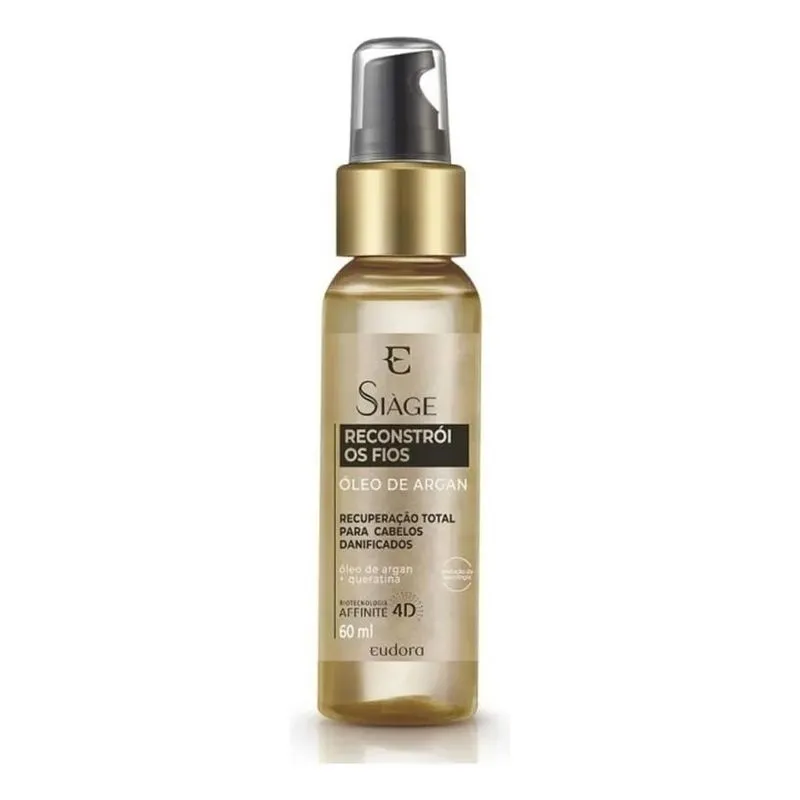 Óleo De Argan Capilar Siàge Reconstrói Os Fios 60ml Eudora