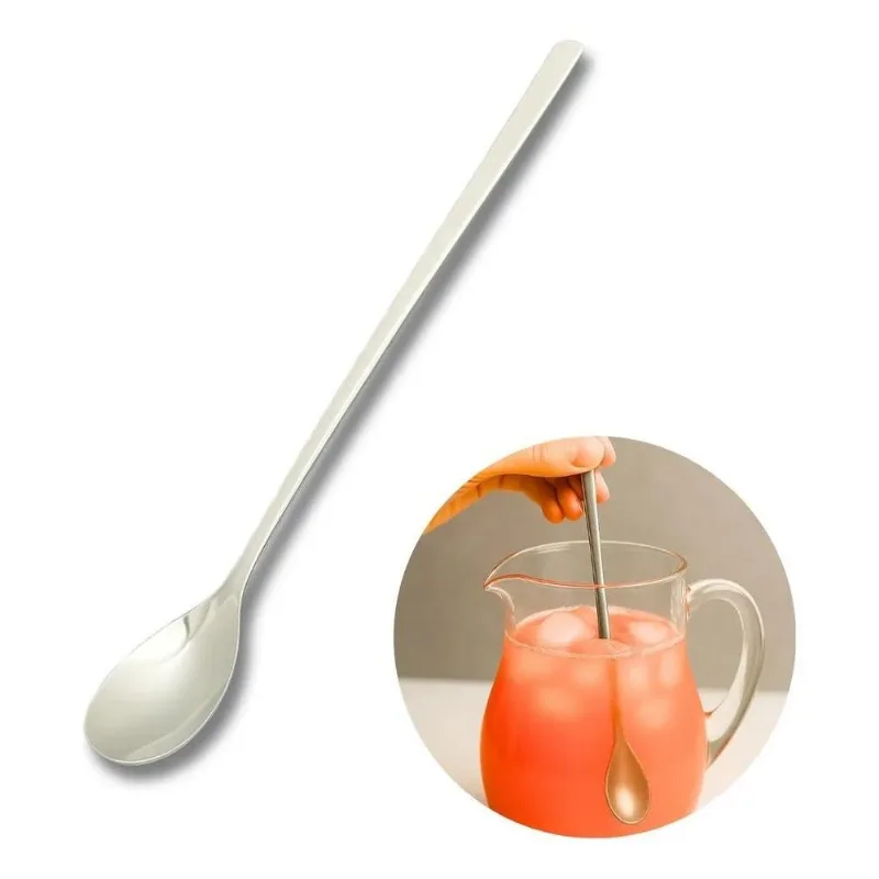 Colher Suco Bailarina Inox Drink Longa 30 Cm Barman Prateado