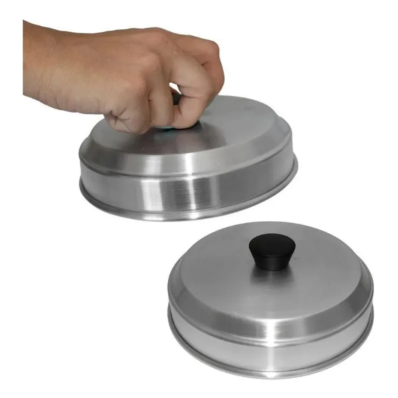 Kit 2 Abafadores Hamburguer 16cm Alumínio - Sabor In - Prata