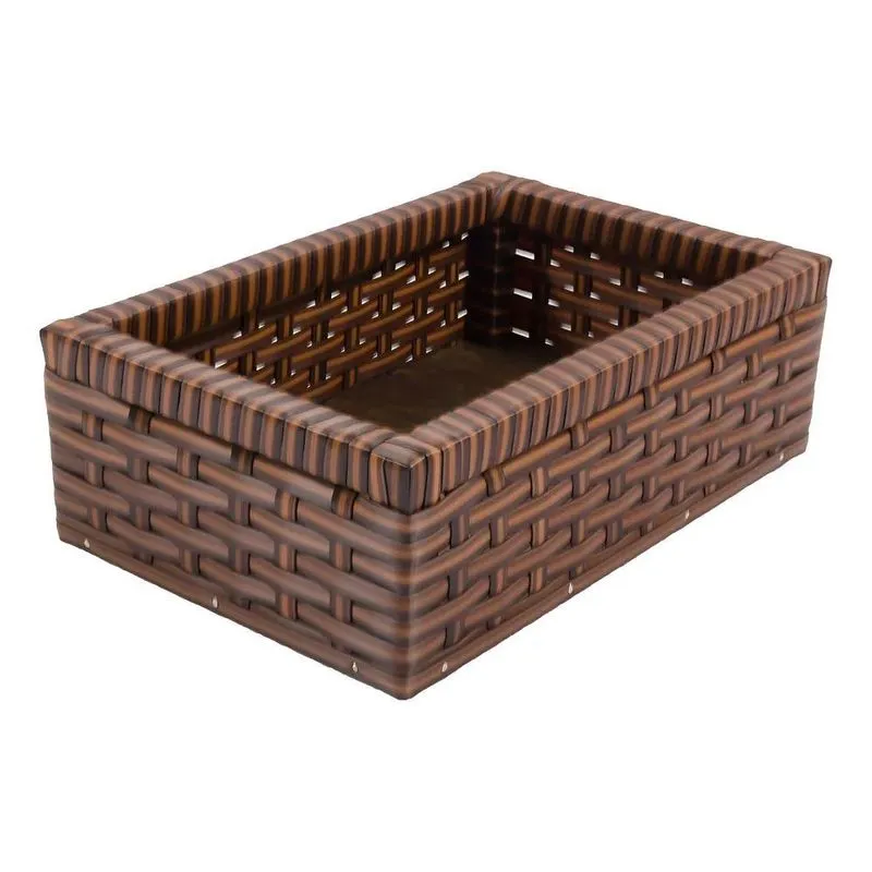 Bandeja Em Vime Sintético 30x20x10cm Cor Bananeira Cor Argil