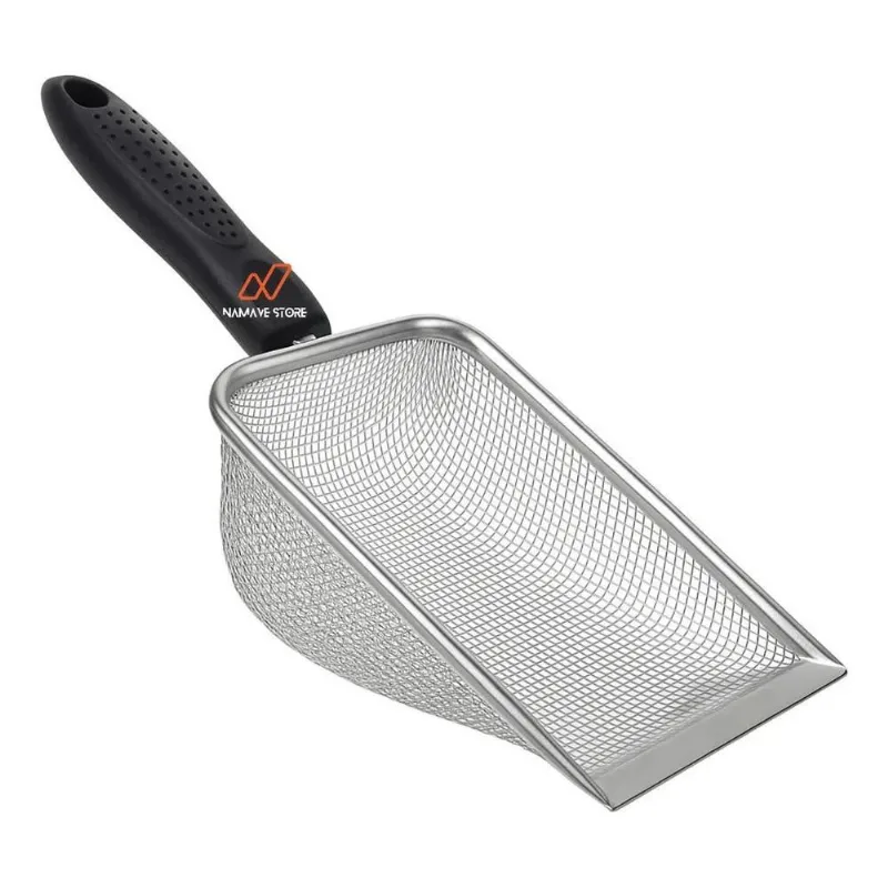 10x Pá Higiênica Para Gatos Em Aço Inox Com Malha De 2,8 Mm