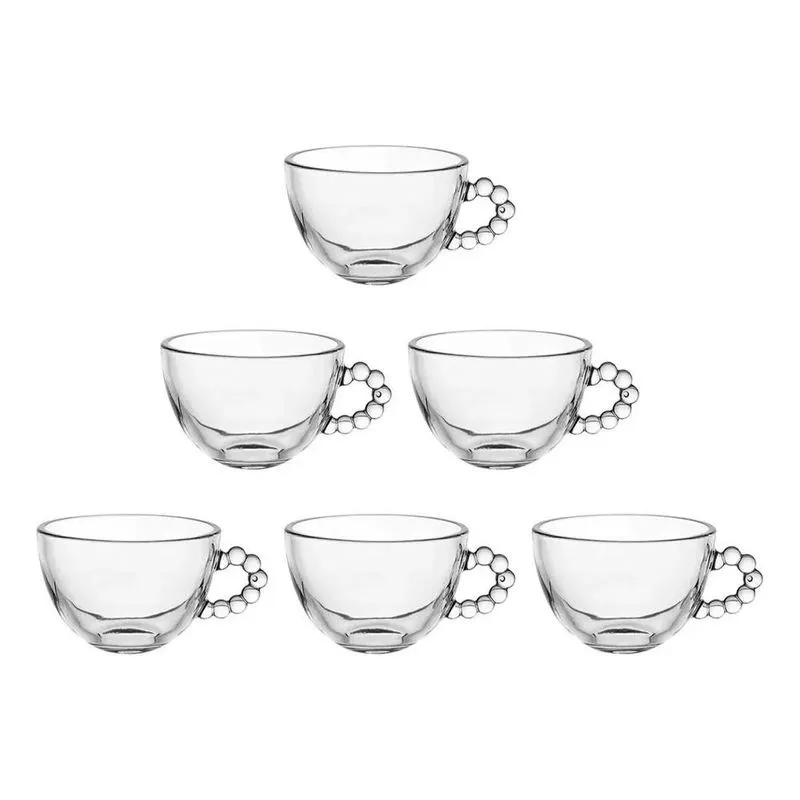 5x 6 Xícara Bubbly 220ml De Alça De Bolinhas Para Café E Chá