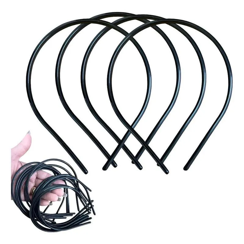 12 Tiaras Arco Arquinho Fina Preta 5mm Para Encapar Forrar C