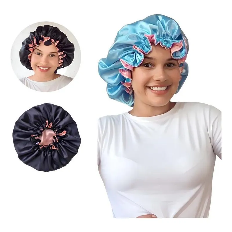 5x Kit 2 Touca De Cetim Grande Dupla Face Anti Frizz Regulad