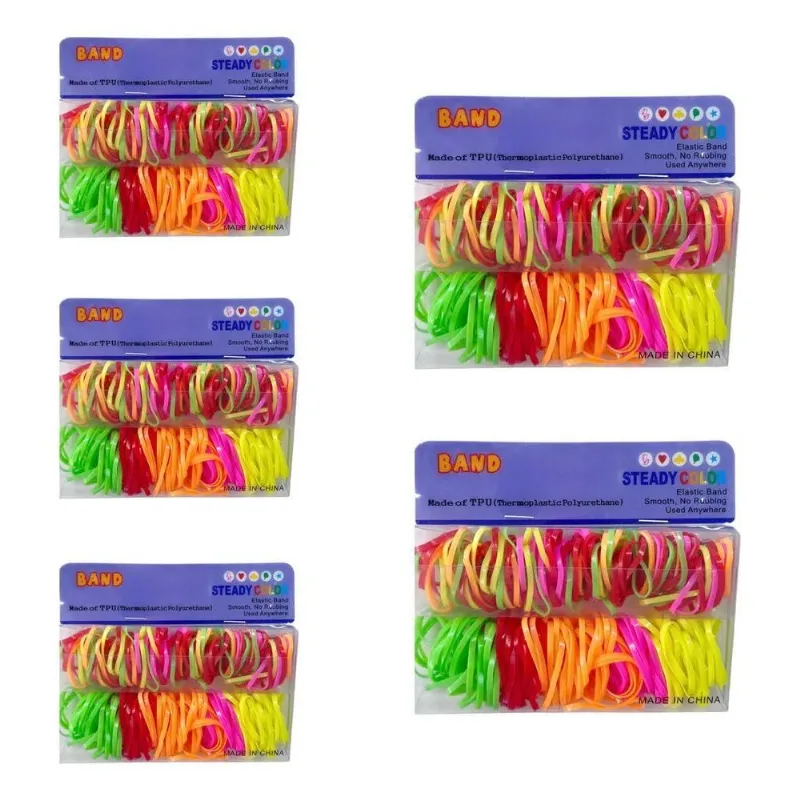 Elástico De Silicone Para Cabelo 5 Pacotes = 1 Colorido 2