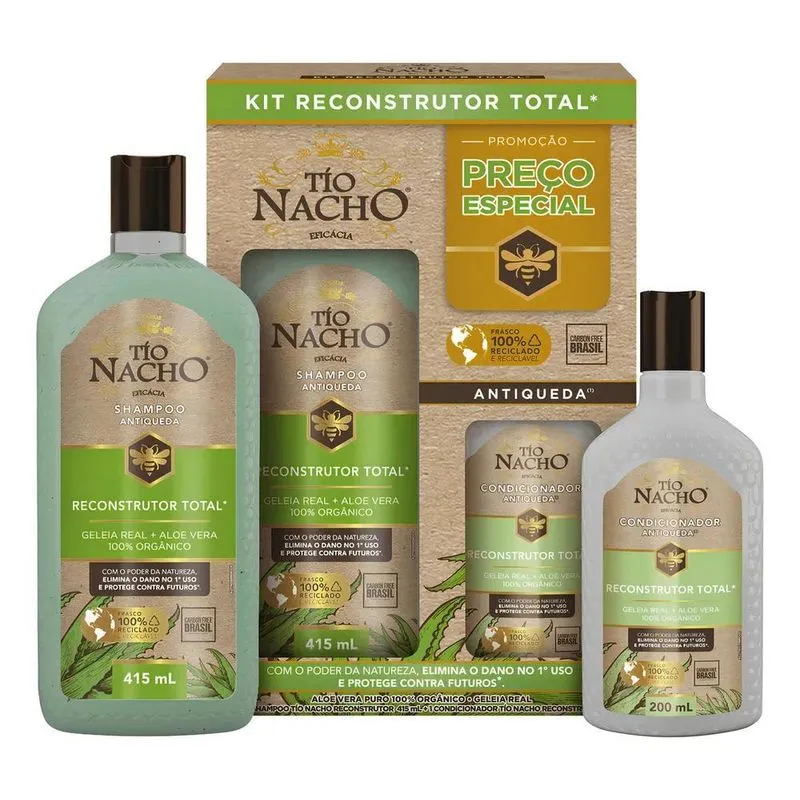 2x Kit Tio Nacho Reconstrutor Aloe Vera Shampoo + Condiciona