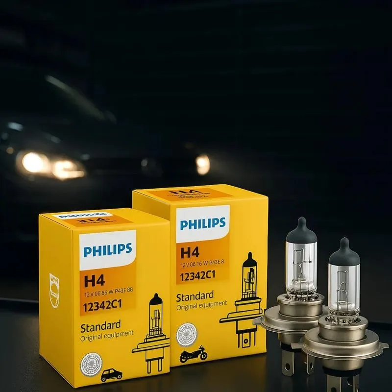 Par Lâmpadas Farol Baixo E Alto H4 Philips Halogena 12v