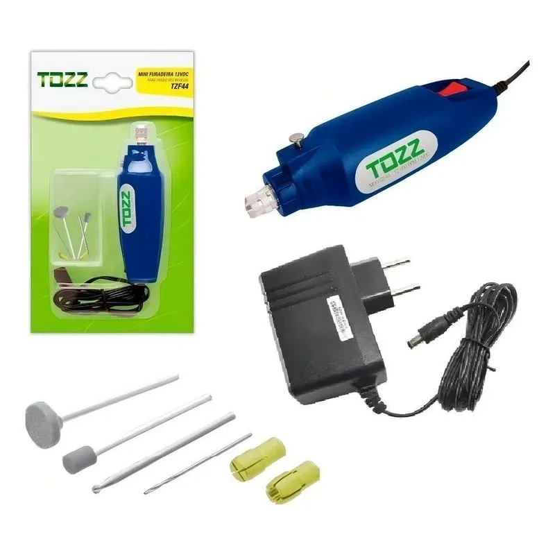 2x Mini Furadeira Drill 7 Acessórios + Fonte Cor Azul