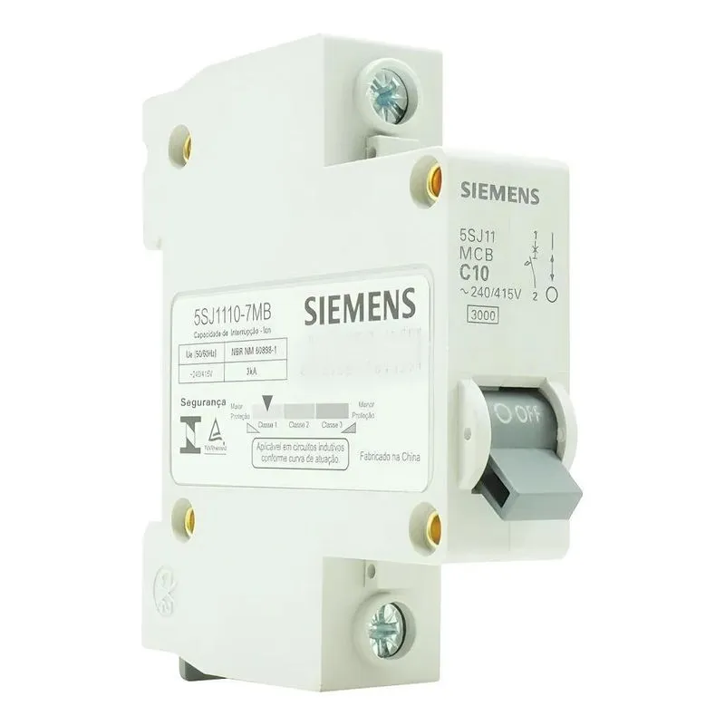 Disjuntor Siemens Unipolar Curva C 10a 16a 20a 25a 32a 5s 10