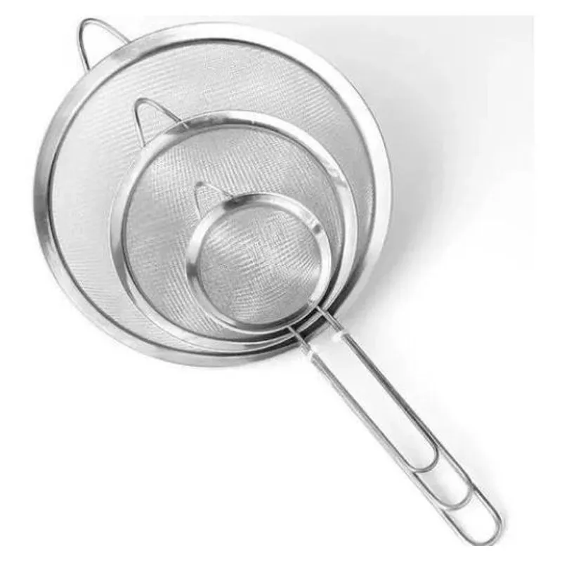 10x Kit 3 Peneiras / Coador Em Aço Inox - Utensilio De Cozi